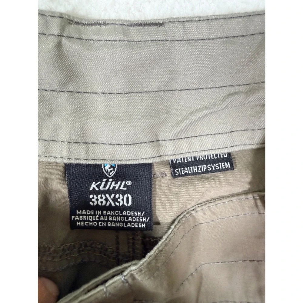 Kuhl Renegade Cargo Convertible Pants‎ Khaki Tan Stealth Zip Hiking Mens 35.5x30